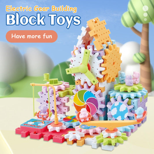 Electric gear rotating building block toys